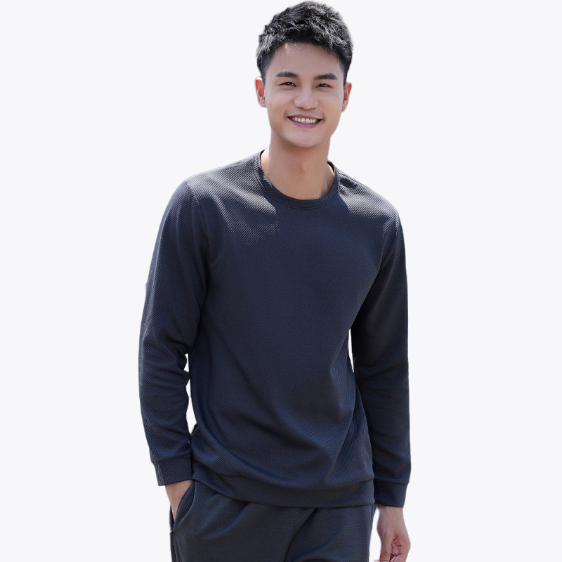 Otoño e Invierno que basa el suéter de los hombres caliente simple moda Klein azul suelta color sólido suéter manga larga suéter image 10