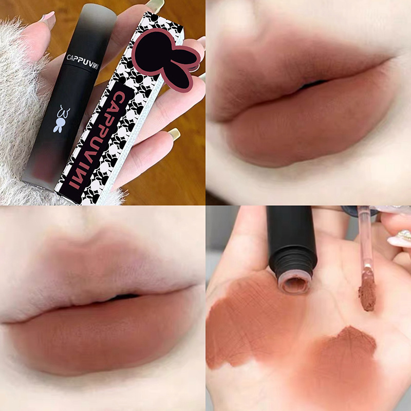 Cappuvini Reverse Macaron Powder Lip Mud Matte Velvet Lip Gloss Whitening Lip Color Long-Lasting Lipstick