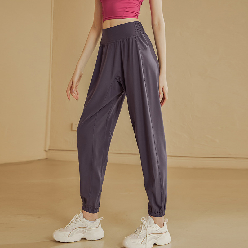 High Waist Elasticated Sports Pants Women's Loose Leg Yoga Pants Quick-drying Pants Running Pants Casual Slimming Pants Fitness Pants