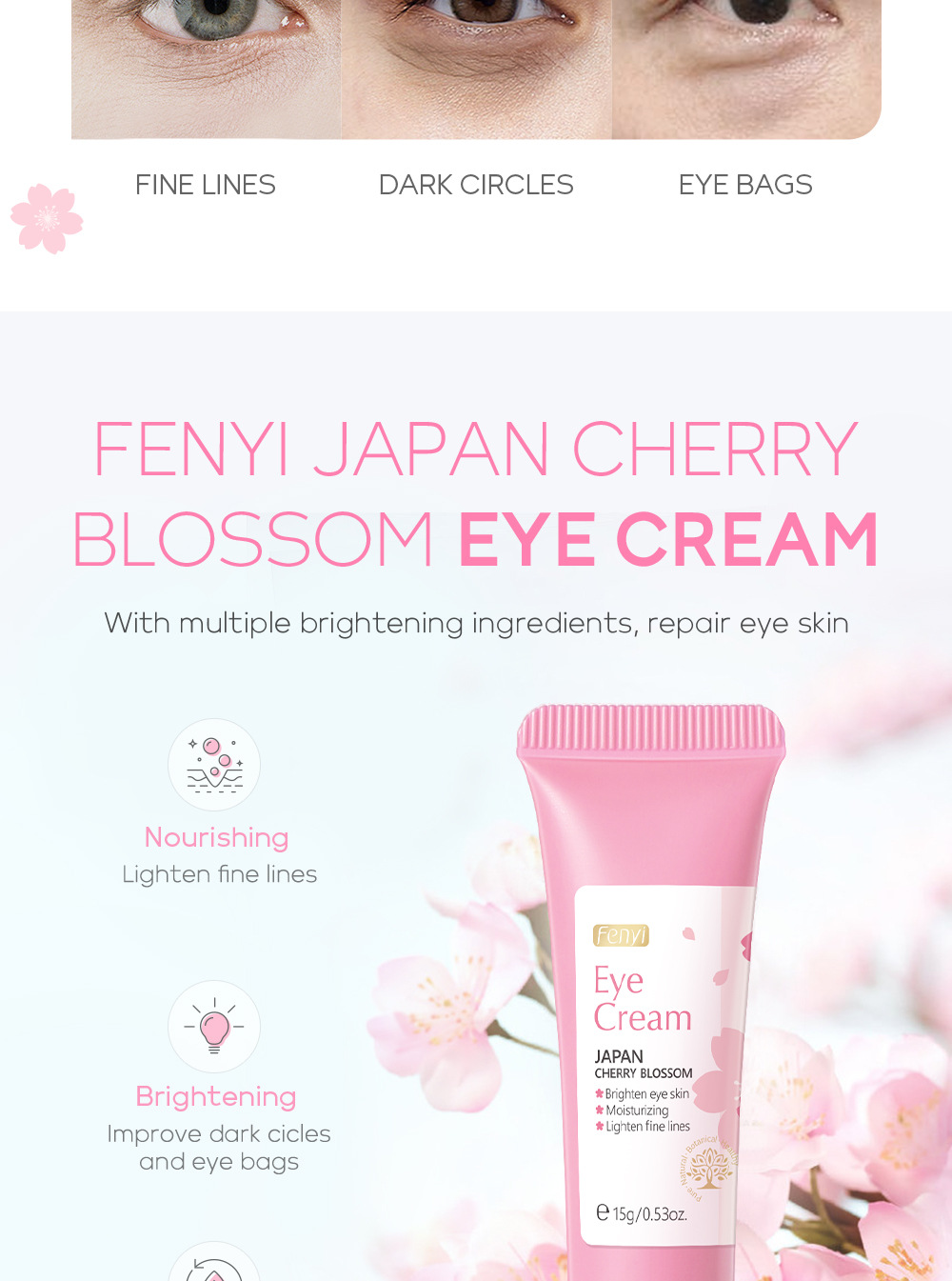FENYI Cherry Blossom Essence Eye Cream 15g Moisturizes the eye area, hydrates and moisturizes the eyes, and cares for beautiful skin undefined