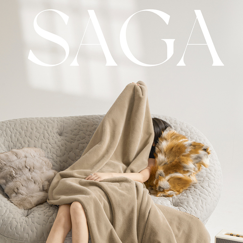 秋冬纯色保暖小米貂毯子毛毯珊瑚绒办公室午睡盖毯双面加厚床上用