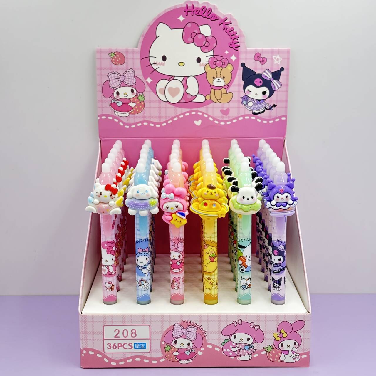 Cariñosa nueva caricatura pulsable bolígrafo neutro estereoscópico tres li cabeza de muñeca de alto valor facial estudiantes pulsable bolígrafo borrable