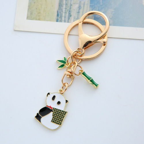 Chinese-style cartoon cute panda keychain personalized creative simple student backpack accessory gift car keychain