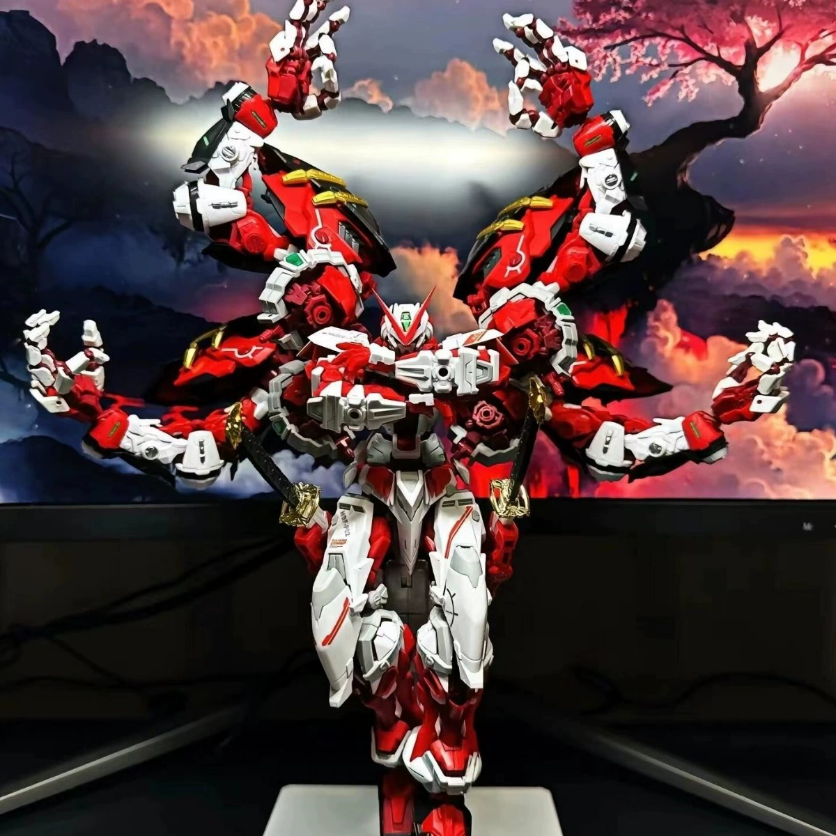 Модифицированный мех Three Kingdoms Bai Qi Cao Ren Ao Bing Gundam Blind Blind MG Destiny Seven Sword Flying Wing Boys Dotted Toys