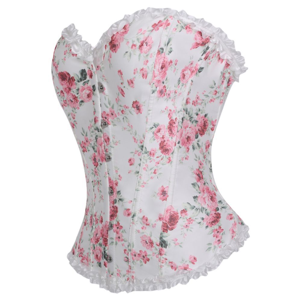 Nuevo impresión de encaje de belleza de cintura de pecho corsés de mujer corte corte de vestuario fuente transfronteriza temu