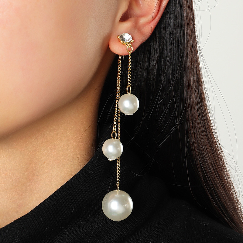 Fashion Retro Pearl Tassel Earrings display picture 1
