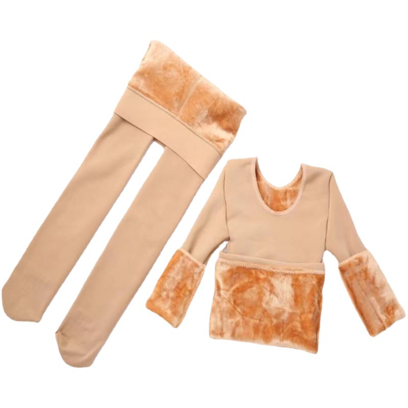 Ropa de baile para niños color carne camisa de fondo para niñas top cálido forrado de lana engrosado color de piel invisible traje de rendimiento ajustado