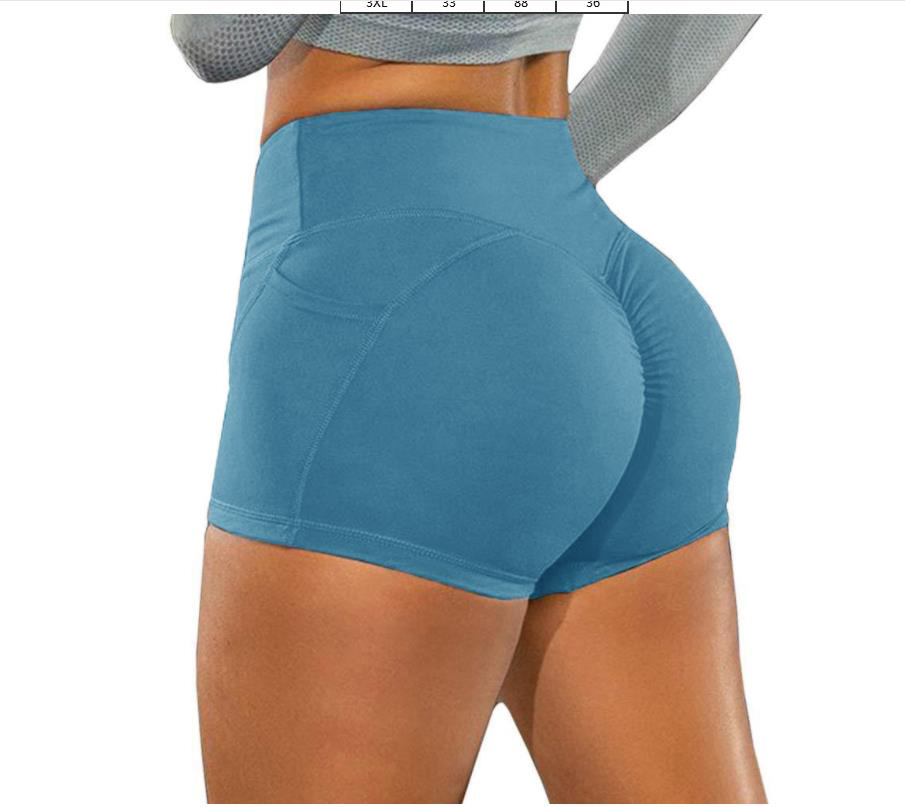 주머니가있는 스카이 블루 요가 바지