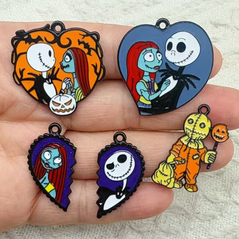 Halloween Funny Skeleton Pumpkin Cartoon DIY Jewelry Accessories Alloy Oil Drop Pendant Earrings Earrings Keychain