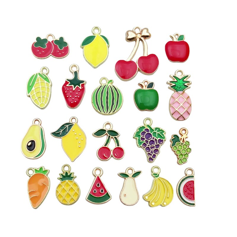 Cross-Border Drip Oil Fruit Set Strawberry Banana Cherry Apple Pineapple Pendant DIY Earrings Necklace Jewelry Accessories Cross-Border Drip Oil Fruit Set Strawberry Banana Cherry Apple Pineapple Pendant DIY Earrings Necklace Jewelry Accessories