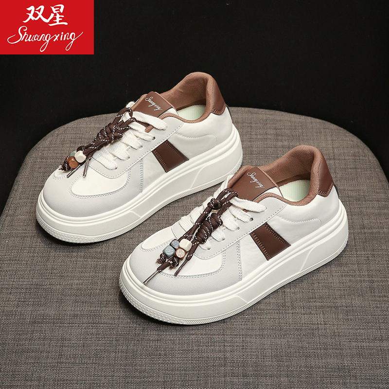 28083 Thick-Soled Platform Shoes 2025 New Casual Versatile Sneakers Color-Block Shoelace Decor Student_voghion.com