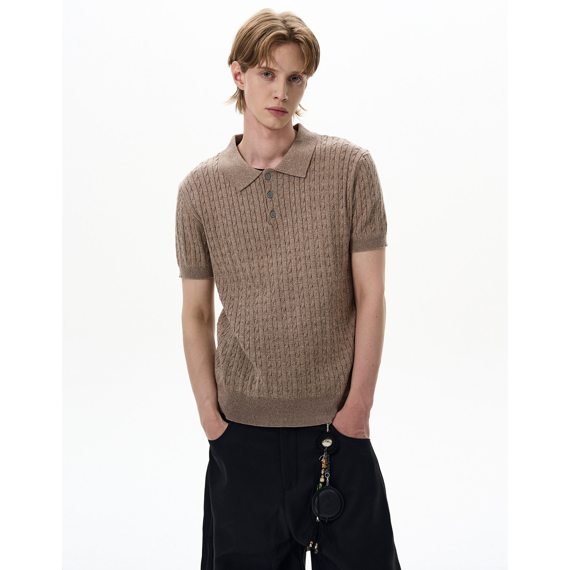 Polo camiseta de punto camiseta de manga corta camiseta de hombre solapa texturas de torsión viejos viento de hielo de verano fábrica transfronteriza al por mayor