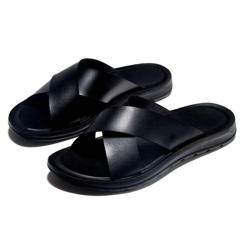 2025 Summer tallas grandes 47 pantuflas de cuero casual para hombres, sandalias de moda, zapatos de playa de plataforma para adolescentes, hombres