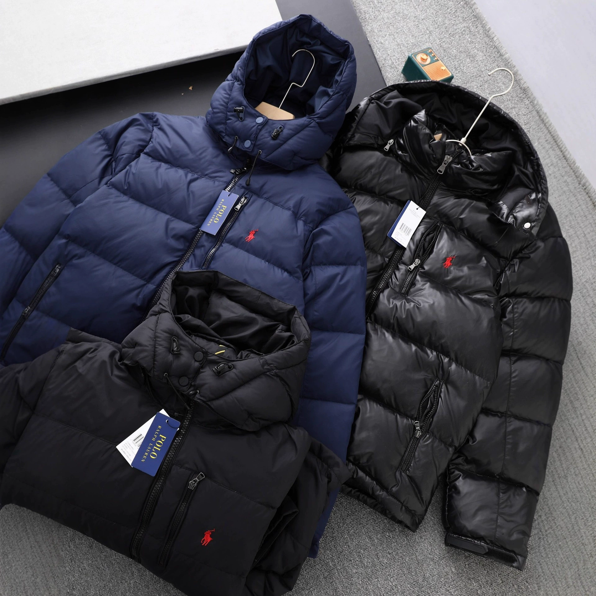 跨境高品 RL拉夫小马可拆卸帽可扫码防风防泼水保暖羽绒服外套潮