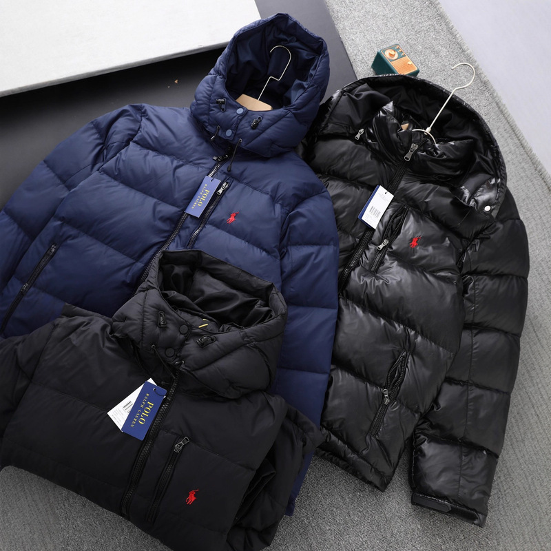 Cross-Border High-Quality Rl Raff Horse Pony Detachable Hood with Qr Code, Windproof, Water-Repellent, Warm down Jacket