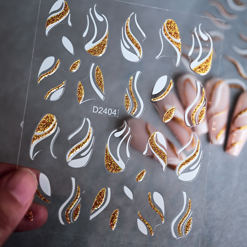 Golden glitter adhesive nail art stickers waterproof self-adhesive gold and silver line pattern nail stickers powder nail art stickers Golden glitter adhesive nail art stickers waterproof self-adhesive gold and silver line pattern nail stickers powder nail art stickers