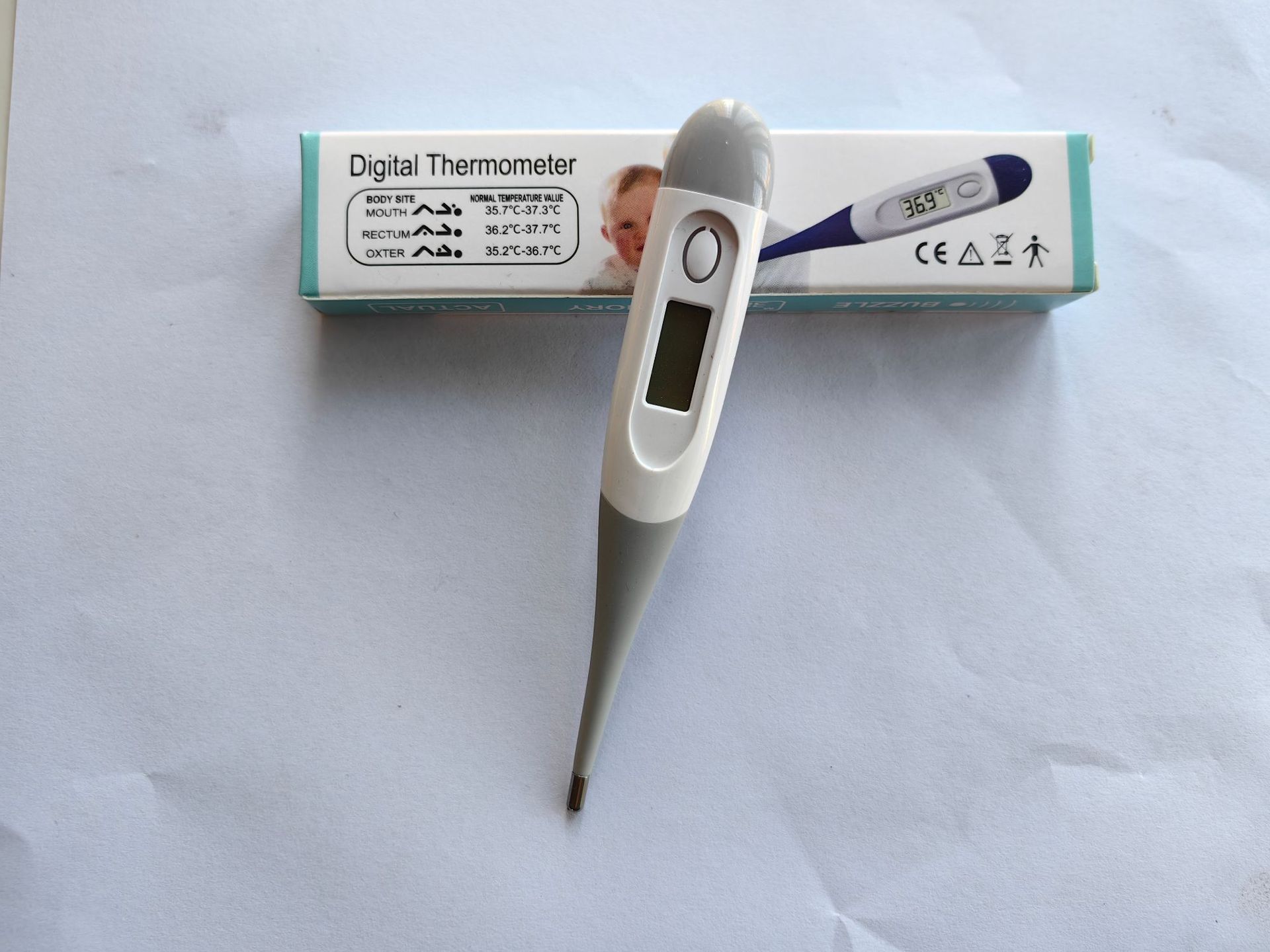 Termómetro electrónico de cabeza suave, termómetro de precisión digital para adultos y niños bajo la cavidad axilar, logotipo personalizado