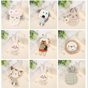 Cross-Border Little Rabbit Little Girl Lion Head Cotton and Linen Fabric Handmade Small Fresh Forest Style Korean Style Versatile Brooch