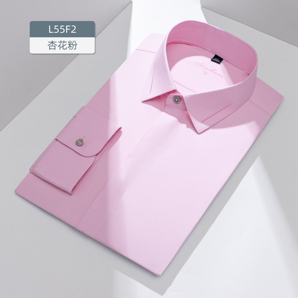 Amor bordado modal Rosa camisa de manga larga de los hombres no planchado negocio boda moda camisa blanca hombres