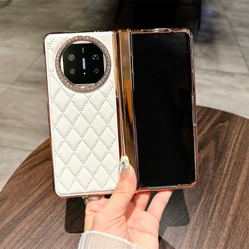For Huawei Matex5 Phone Case MATE X3 Folding Screen Bracket Electroplated Leather Hinge Drop-resistant Protective Cover