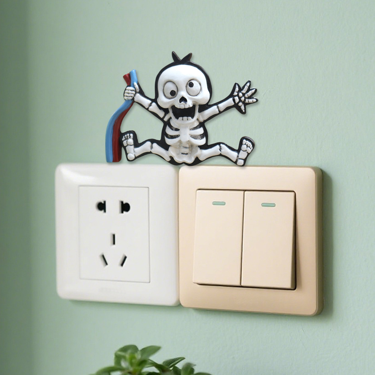   New Halloween Series Electric Shock Skull Ghost Hand Decoration Warning Sign Next to the Switch Ready Stock