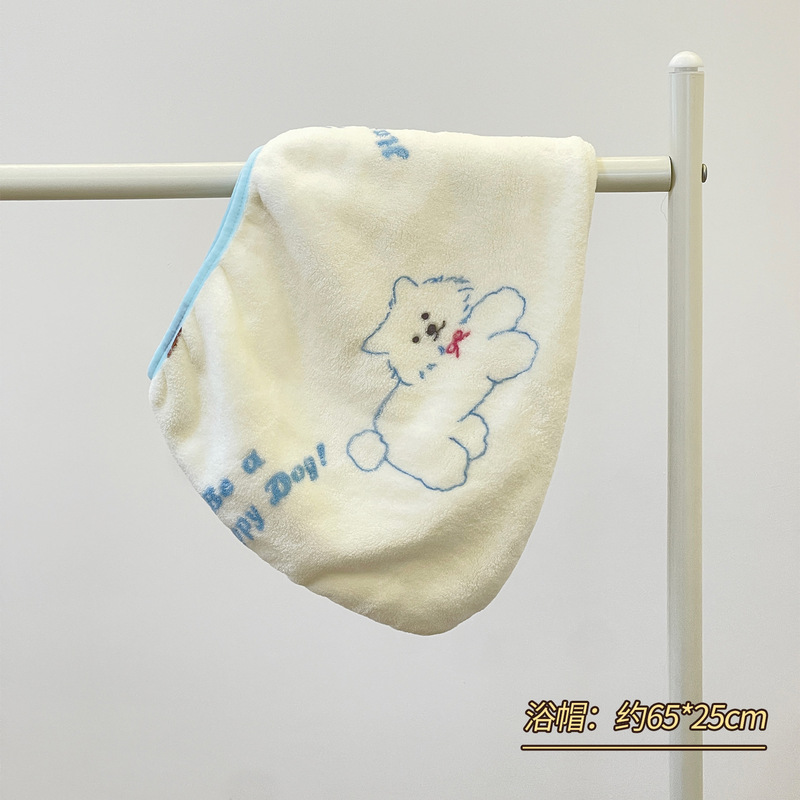 漫画の子犬 肌に優しいフェイスタオル 吸水速乾ラップバスタオル 女性用ヘアドライキャップ バスタオル かわいい3枚セット|undefined