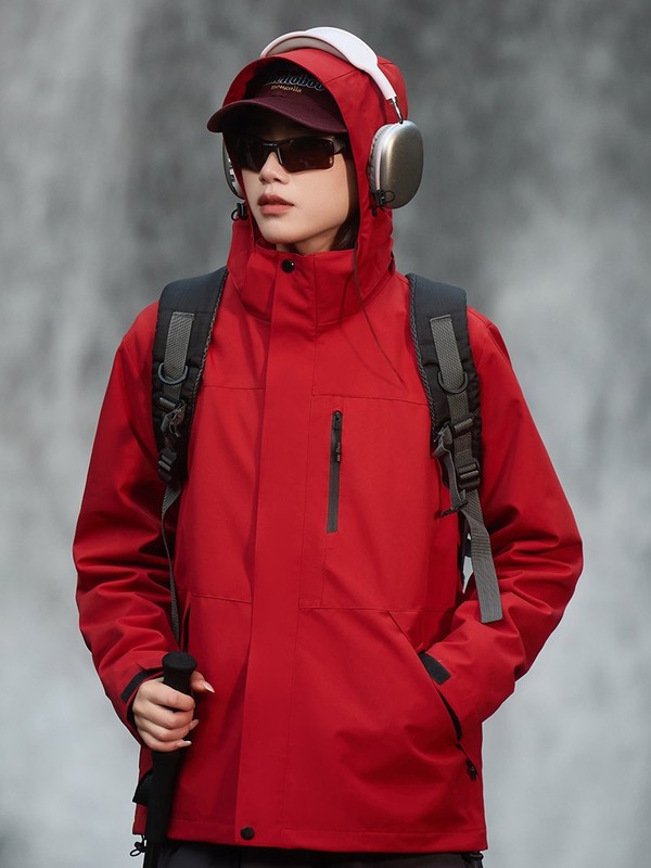 单层冲锋衣定制三合一可拆卸抓绒内胆登山服防风防水运动外套订做|undefined