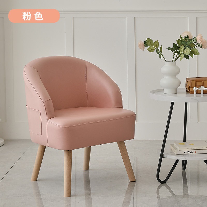 Sofá de ocio de madera sólida silla de respaldo de dormitorio pequeño balcón tela económica perezosa