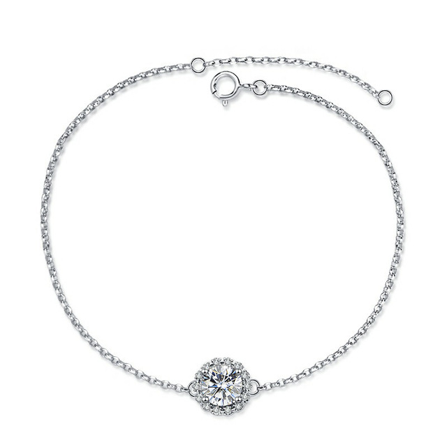 S925 joyería de plata estrella piedra grande y pequeña pulsera de moissanita mujer D color 1 quilate joyería en vivo fábrica al por mayor