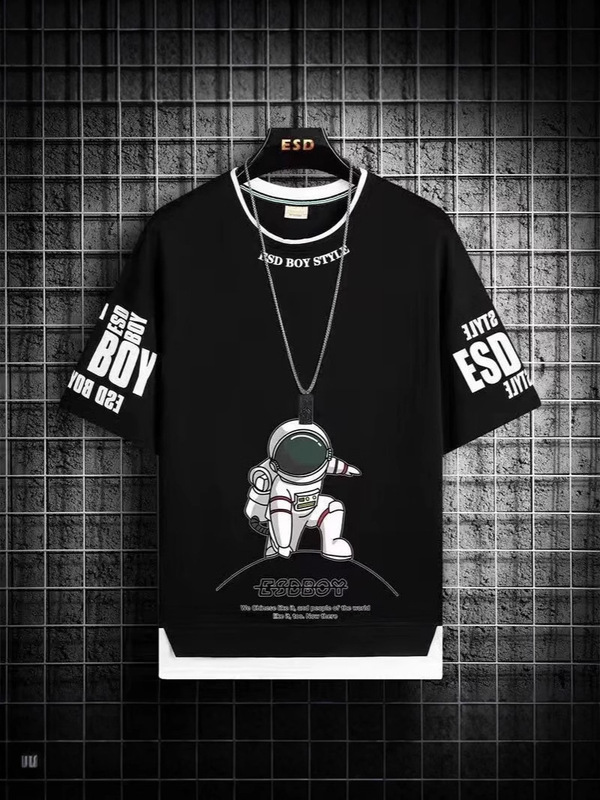 夏 12-16 歳の男の子 Tシャツプリントトレンディな半袖 Tシャツ中学生とティーンエイジャースポーツとレジャーのボトリングシャツ|undefined