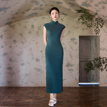 2025夏季新款铜氨丝无袖旗袍年轻少女日常新中式改良高端素雅单层