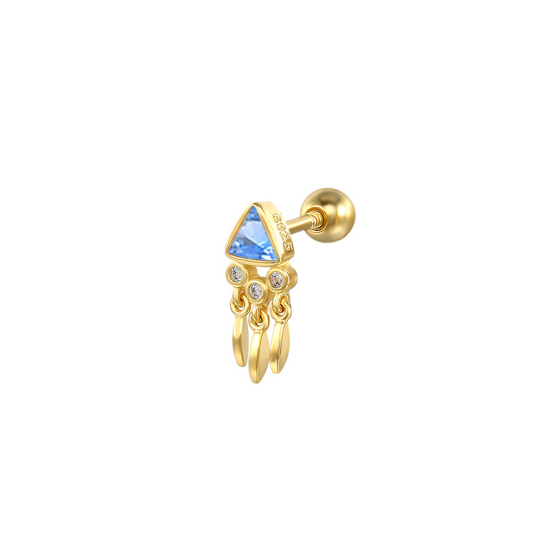 2g Weight 18K Gold Plated Plating Material Ear Studs Classification 1 Piece Quantity Holiday, Daily Occasion 925 Sterling Silver Material Triangle, Tassel Pattern Unisex Gender Casual, Simple Style Style 1 Piece Ear Cartilage Rings & Studs Casual Simple Style Triangle Tassel 925 Sterling Silver 18K Gold Plated 8
