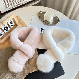 天鹅绒獭兔毛整皮围巾韩版女冬季双面百搭皮草围脖软糯保暖毛领