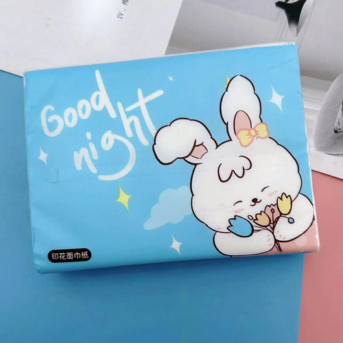 T printed tissue paper folded ear rabbit printed tissue paper portable small package paper facial tissue toilet paper colorful napkin