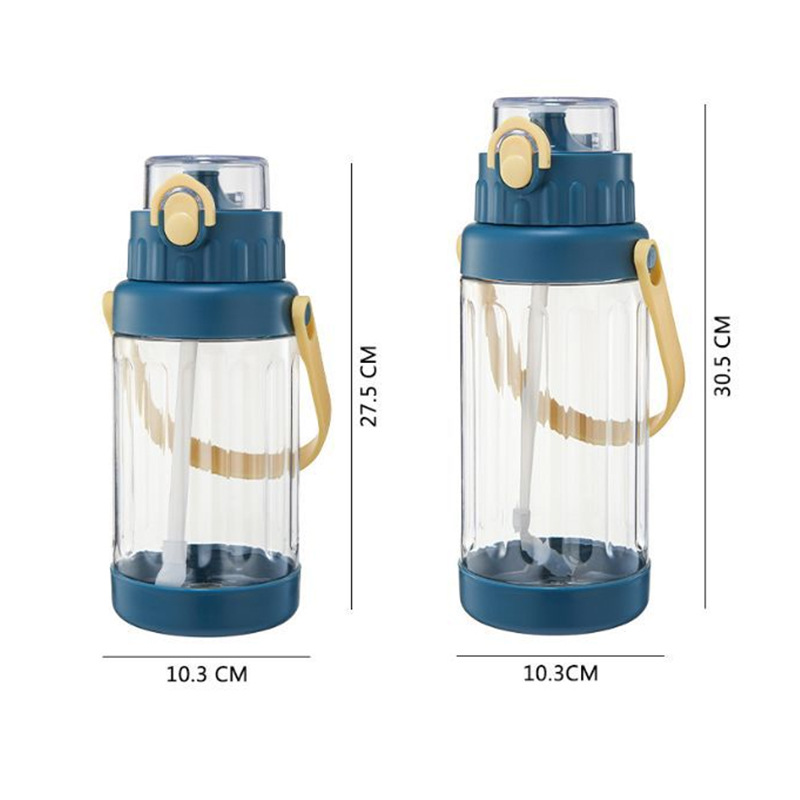 Simple gran capacidad de plástico transparente paja taza de agua estudiantes masculinos y femeninos portátil deportes taza de espacio portátil hervidor de agua 2L