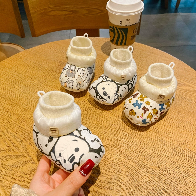 Детские хлопковые ботинки осенне-зимние утолщенные на флисовой подкладке теплые 0-3-12 месяцев с мягкой подошвой для малышей мужские и женские детские ботинки 1 год без Капель 6