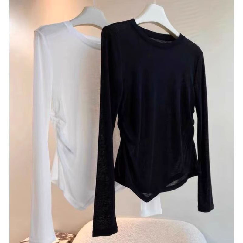 2025 New Style ~ European Trendy Wool Waist-Cinching Slim-Fit Long-Sleeve T-Shirt Base Shirt for Women, Stylish and Versatile Knitwear