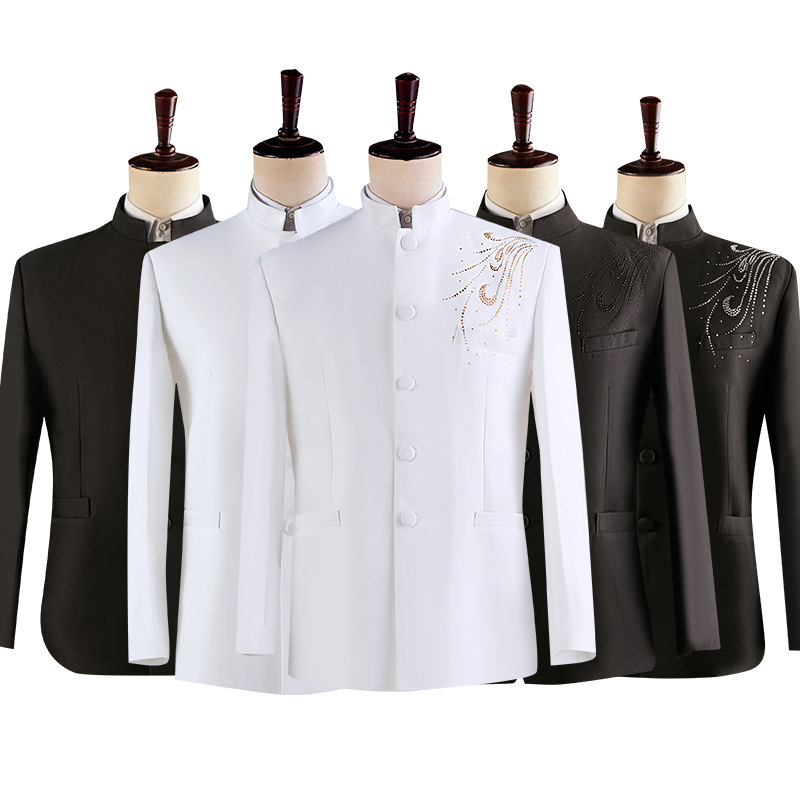 Men's Tunic Clothing, Men's Business Formal Suits, Chinese Dresses, Groomsmen Clothes, Men's Suits, Choir Performance Clothes