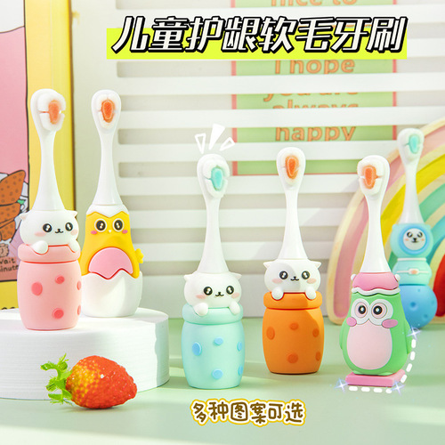 Creative cartoon children's soft-bristle toothbrush student brushing household ultra-fine antibacterial tooth protection infant toothbrush