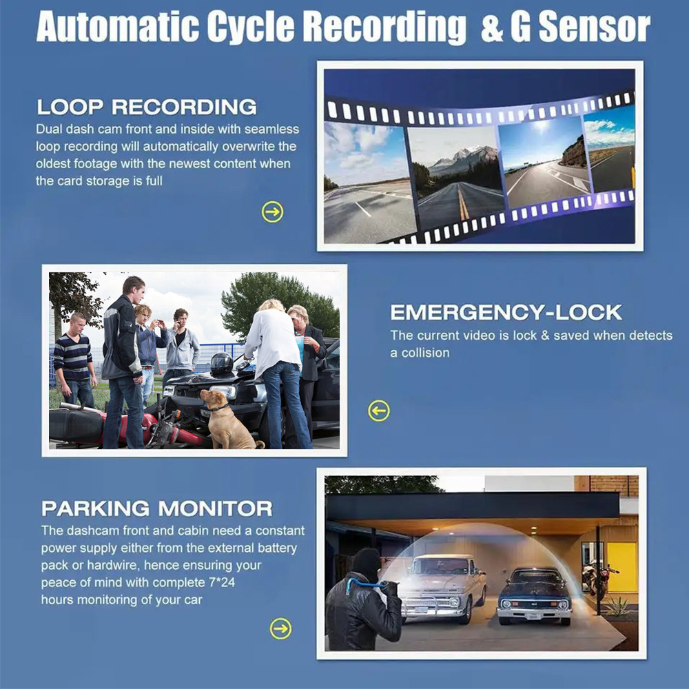 Multi-function three-recording driving recorder super wide-angle infrared night vision support WiFi reversing image parking monitoring