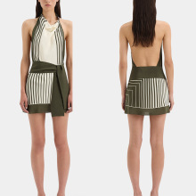 外贸跨境独立站亚马逊2025新款夏季性感无袖条纹迷你短裙连衣裙