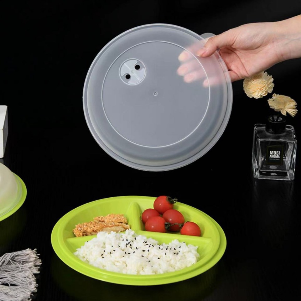 Microwave Oven Three-Compartment Plate Pp Plastic Fast Food Plate Fast Food Store Meal Manufacturer Supply