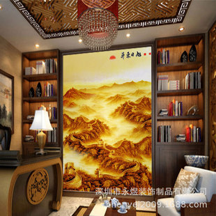 Custom High Definition Chinese Painting Landscape Background Wallpaper Chinese Welcome Pine Great Wall Entrance Decoration Mural Single Embroidery Wall Cloth