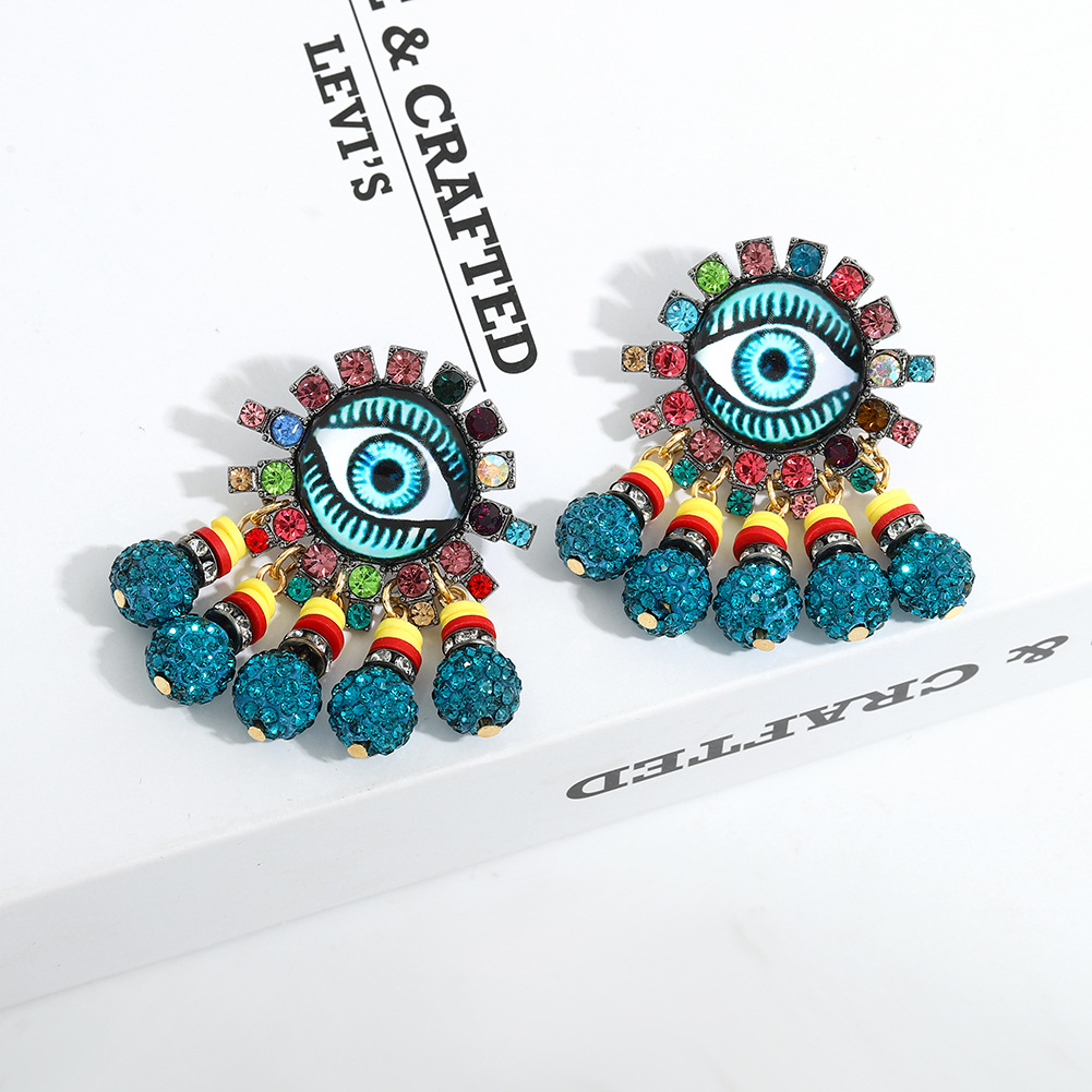 Creative Diamond-studded Zinc Alloy Devil's Eye Earrings display picture 6