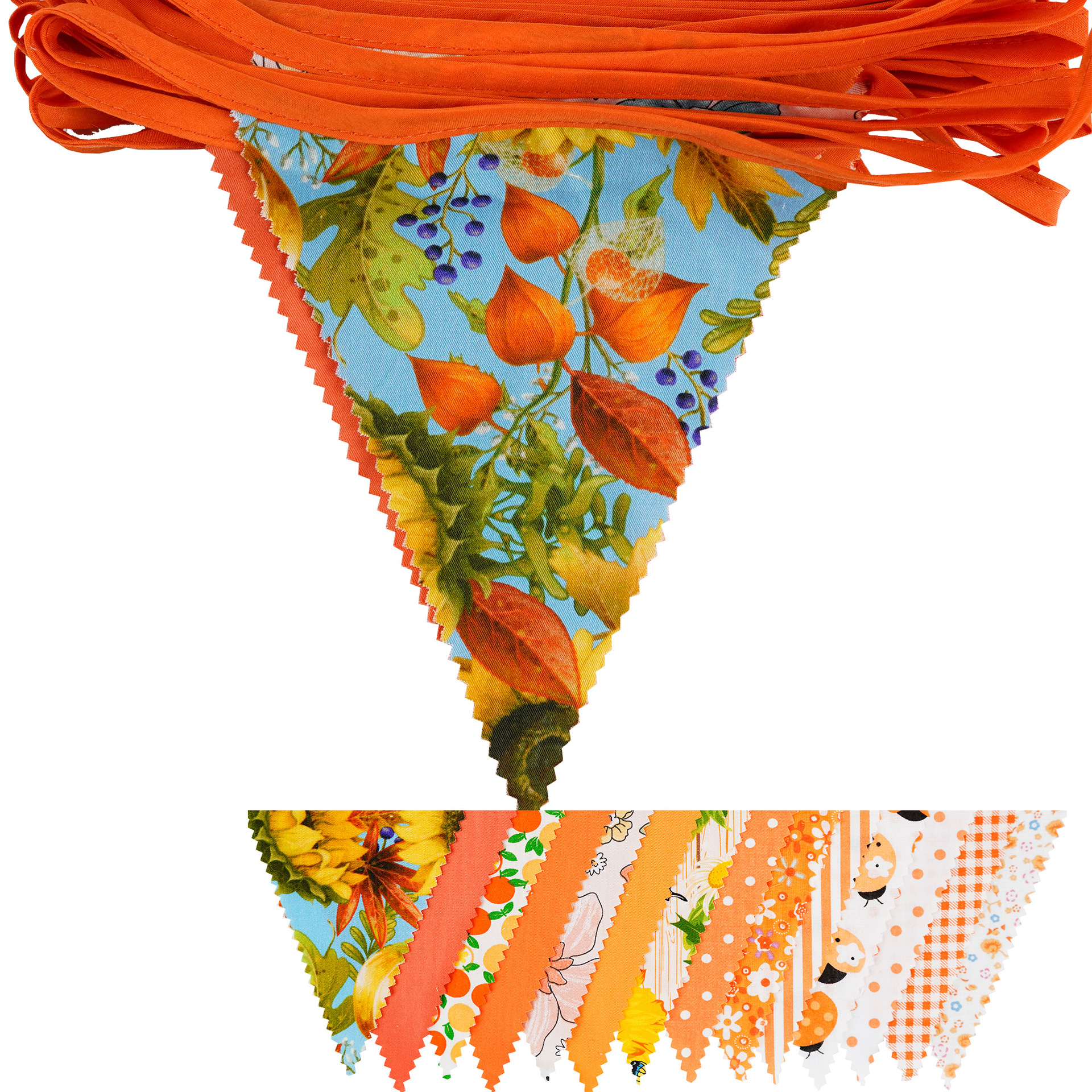 12 Meter 42 Stücke bunte Blumenwellen-Einzelschicht-Baumwolldreiecksflagge Geburtstagsflagge Fotohintergrund Western-Hochzeitsflagge_voghion.com