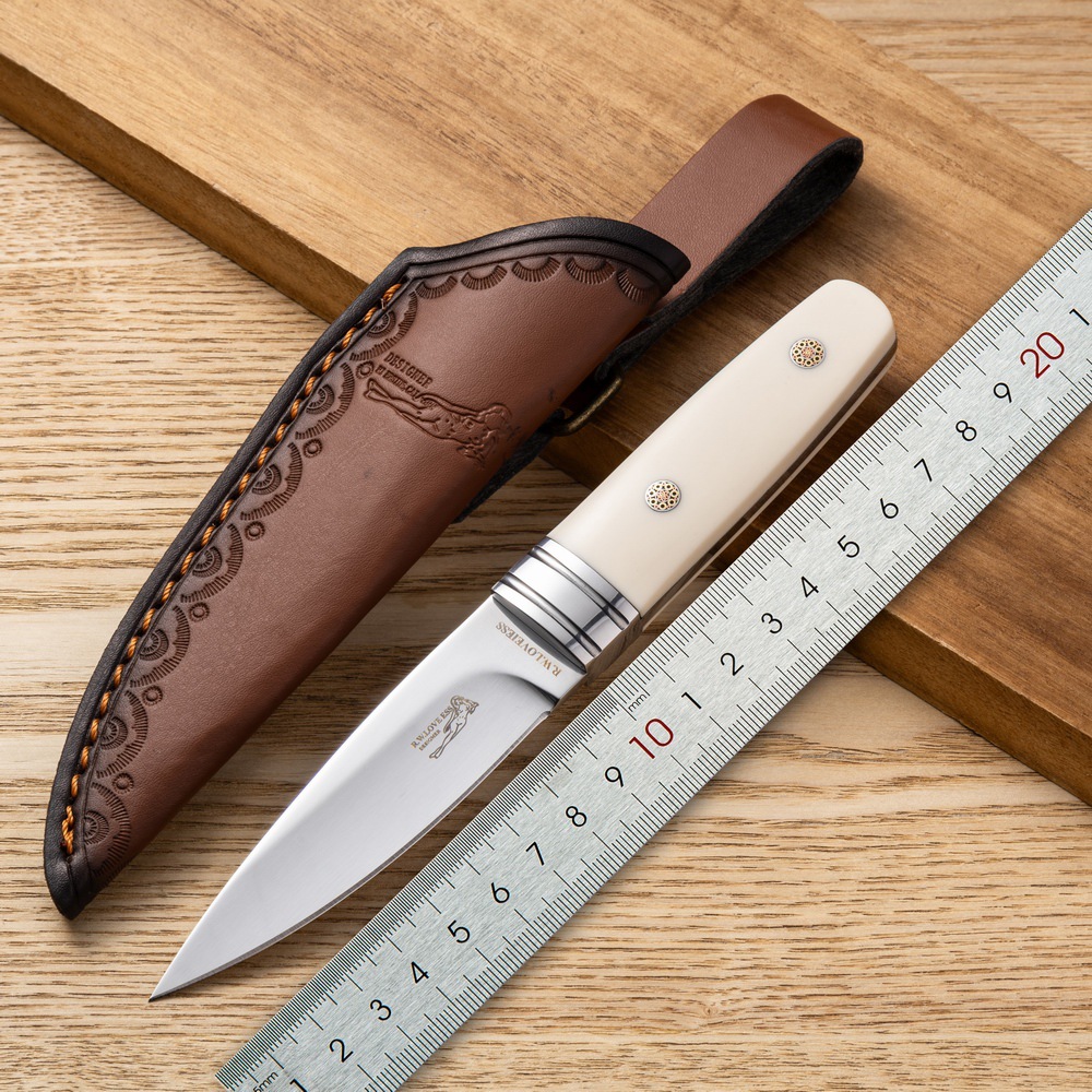 新款热卖M390高硬度北欧小直高亮镜面收藏刀野营求生刀水果刀