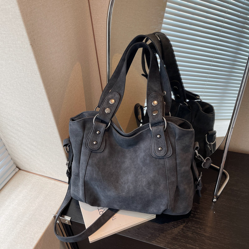 Cross-Border Large-Capacity Tote Bag 2025 New Women's Bag Versatile Crossbody Bag Frosted Solid Color Single Shoulder Armpit Bag