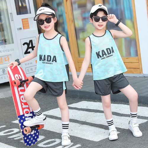 Boys' vest suit, girl's summer thin vest, children's vest, children's mesh quick-drying sports and leisure suit