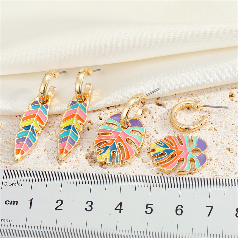 7g Weight No Inlaid Inlay Material Simple Style Leaf Plating Alloy No Inlaid Drop Earrings