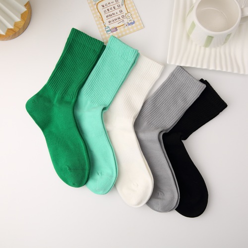 Boneless socks, men's socks, simple sports socks for women, couples socks, combed cotton mid-tube solid color loose cotton socks